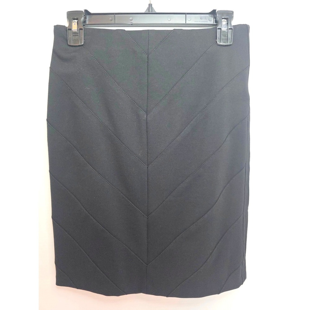 White House Black Market Black Chevron Seamed Pencil Skirt Instantly Slim SZ 2